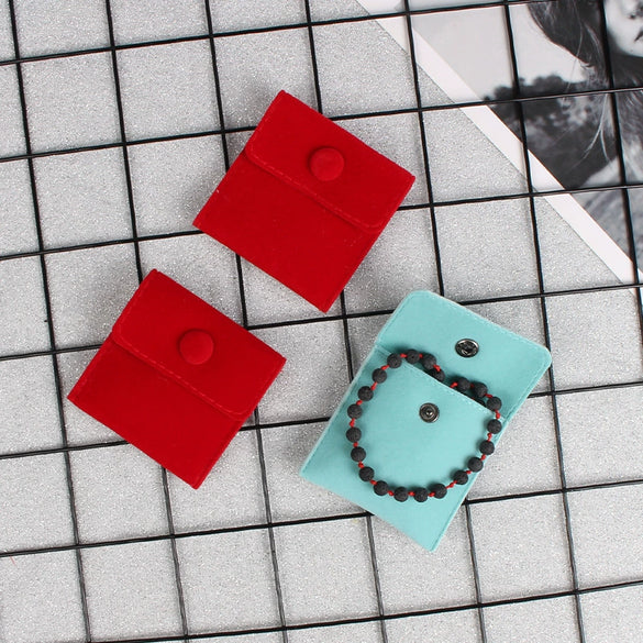 Velvet Doublesided Velvet Bracelet Snap Flap Bag Printed Logo Jewelry Packaging Bag