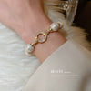 Real Gold Electroplated Pearl Bracelet With Geometric Pattern For Women Simple And Elegant Light Luxury Style