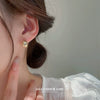 Real Gold Electroplated Silver Needle Metal Ear Studs For Women With Geometric Design