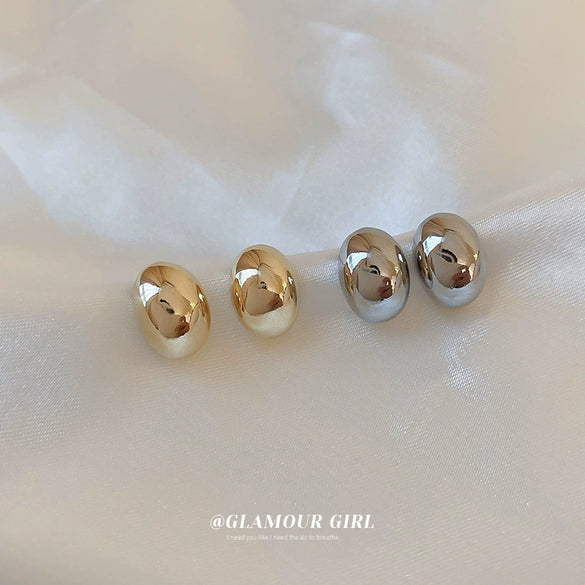 Real Gold Electroplated Silver Needle Metal Ear Studs For Women With Geometric Design