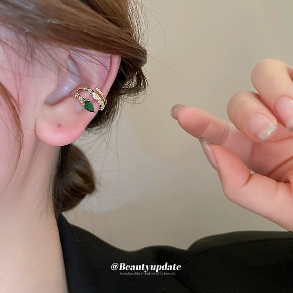 Real Gold Electroplated Zircon Snake Shaped Ear Bone Clip Earrings For Women With Inlaid Zircon Design