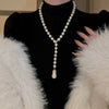 Real Gold Plated Imitation Pearl And Diamond Flower Necklace For Women Copper Pendant Clavicle Chain High Sense Niche Fashion Elegant Light Luxury High End Jewelry