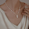 Real Gold Plated Imitation Pearl And Diamond Flower Necklace For Women Copper Pendant Clavicle Chain High Sense Niche Fashion Elegant Light Luxury High End Jewelry