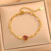 Real Gold Plated Titanium Steel Heart Paperclip Bracelet For Women Geometric Fashion Jewelry