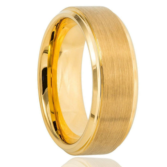 Real Gold Plated Tungsten Steel Couple Rings Geometric Unisex Bands In A Simple Luxury Style
