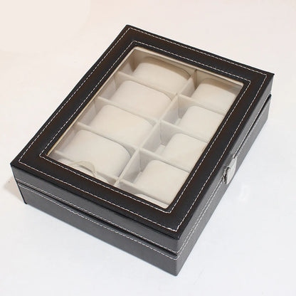 Fashion Black Pu Leather Ten Watches Storage Display Box