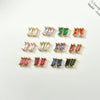 Rectangular Crystal Glass Pendant Ear Accessories Metal Copper Plated Handmade