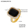 Rectangular Light Luxury Titanium Steel Ring Plated 18K Gold With Electroplating For Women