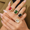 Rectangular Light Luxury Titanium Steel Ring Plated 18K Gold With Electroplating For Women