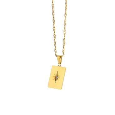 Rectangular Sunlight Pendant 18k Gold Plated Stainless Steel Necklace