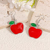 Red Apple Fruit Hoop Earrings In Zinc Alloy With Round Or Oval Ear Hooks Unisex Versatile Fashion Jewelry Gift
