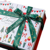 Red Christmas Santa Claus Uv Printed Gift Box With Raffia And Card White Cardboard Packaging For Scarves And Gloves