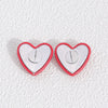 Red Heart Metal Hoop Earrings With Three Dimensional Texture And Geometric Design For Unisex Wear