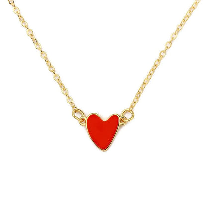 Red Love Drops Double Heart Heart Clavicle Chain Necklace Nhcu146624