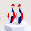 Red White And Blue Striped Acrylic Geometric Hoop Earrings Unisex Statement Jewelry