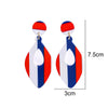 Red White And Blue Striped Acrylic Geometric Hoop Earrings Unisex Statement Jewelry