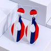 Red White And Blue Striped Acrylic Geometric Hoop Earrings Unisex Statement Jewelry