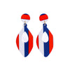 Red White And Blue Striped Acrylic Geometric Hoop Earrings Unisex Statement Jewelry