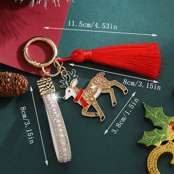Reindeer Keychain With Dripping Oil Finish And Rhinestone Embellishment Zinc Alloy Bag Charm For Men And Women