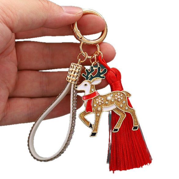 Reindeer Keychain With Dripping Oil Finish And Rhinestone Embellishment Zinc Alloy Bag Charm For Men And Women