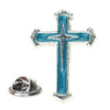 Religious Cross Metal Alloy Brooch With Retro Wings Electroplated For Chest Decoration