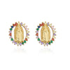 Religious Earrings Copper 18K Gold Plated Geometric Microinlaid Zircon