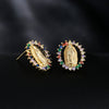 Religious Earrings Copper 18K Gold Plated Geometric Microinlaid Zircon