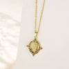Religious Geometric Pendant Necklace Stainless Steel Mixed Gem Inlaid Electroplated