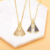 Religious Jewelry Copper Ochain Pendant Necklace With Mixed Gem Inlay Geometric Minimalist Style