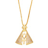 Religious Jewelry Copper Ochain Pendant Necklace With Mixed Gem Inlay Geometric Minimalist Style
