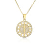 Religious Jewelry Copper-Plated 18k Gold Zircon Cross Pendant Necklace