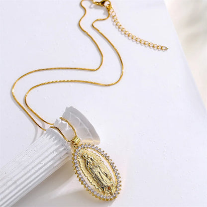 Religious Jewelry New Copper Plated 18k Gold Zircon Pendant Necklace