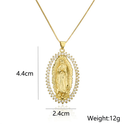 Religious Jewelry New Copper Plated 18k Gold Zircon Pendant Necklace