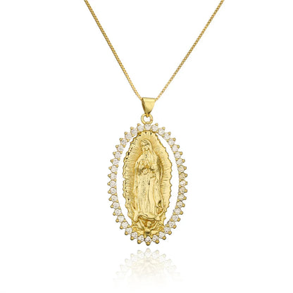 Religious Jewelry New Copper Plated 18k Gold Zircon Pendant Necklace