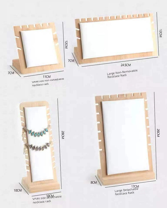 Removable Necklace Display Rack For Jewelry Storage And Store Window Display Made Of Bamboo And Solid Wood With Rectangle Pattern And High Sense Style