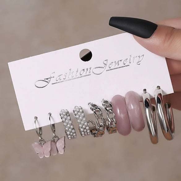 Resin Acrylic Geometric Butterfly Pendant Earrings For Women