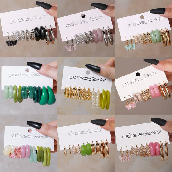 Resin Acrylic Geometric Butterfly Pendant Earrings For Women