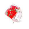 Resin Fruit Square Ring For Women