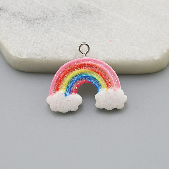 Resin Glitter Smiley Rainbow Five Point Star Pendant Earrings Diy Jewelry Accessories