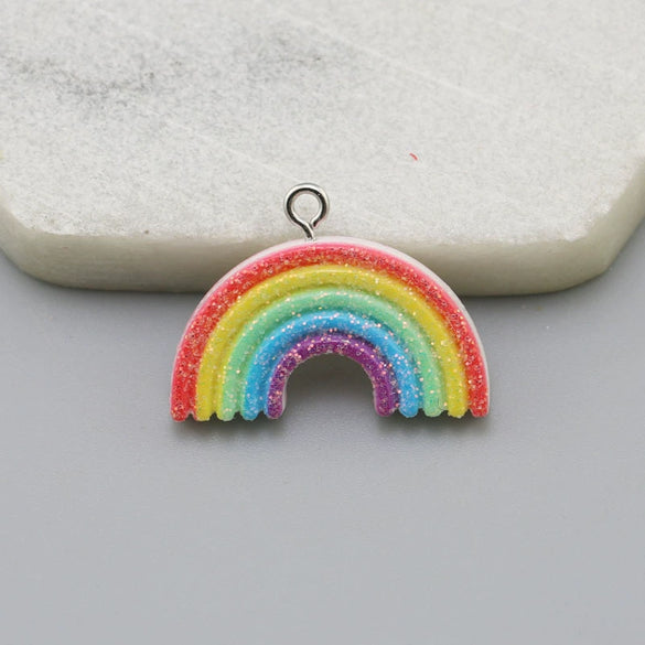 Resin Glitter Smiley Rainbow Five Point Star Pendant Earrings Diy Jewelry Accessories