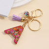 Resin Letter Keychain With Mixed Color Bright Film And Tassel Pendant Modern Art Style Fashionable Bag Pendant Accessories For Men And Women