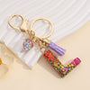 Resin Letter Keychain With Mixed Color Bright Film And Tassel Pendant Modern Art Style Fashionable Bag Pendant Accessories For Men And Women