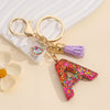 Resin Letter Keychain With Mixed Color Bright Film And Tassel Pendant Modern Art Style Fashionable Bag Pendant Accessories For Men And Women