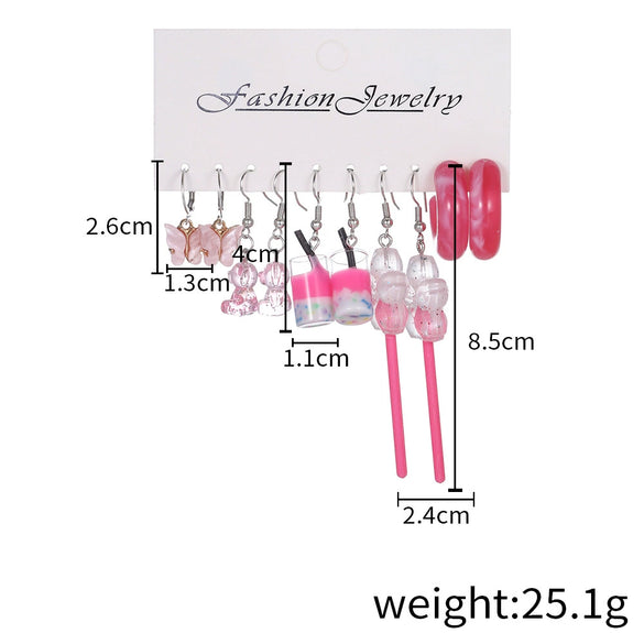 Resin Lovely Geometric Style Daisy Mushroom Butterfly Cshaped Pendant Earrings For Women