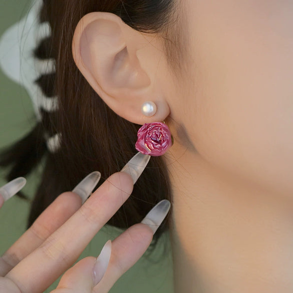 Resin Natural Pearl Flower Shape Electroplating Handmade Vintage Style Elegant Women's Earrings