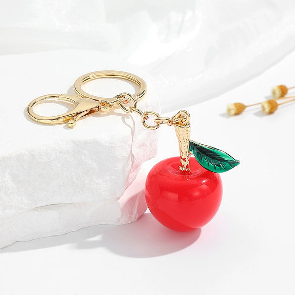Resin Red Cherry Keychain Cartoon Fruit Pendant For Bags And Car Decoration Holiday Gift