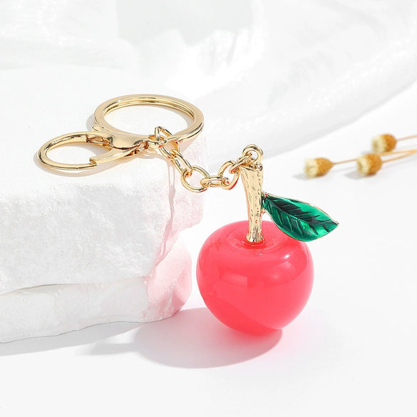 Resin Red Cherry Keychain Cartoon Fruit Pendant For Bags And Car Decoration Holiday Gift