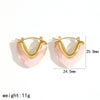 Resin Stainless Steel Heart Shaped Women's Earrings 18K Gold Plated