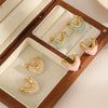 Resin Stainless Steel Heart Shaped Women's Earrings 18K Gold Plated