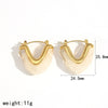 Resin Stainless Steel Heart Shaped Women's Earrings 18K Gold Plated